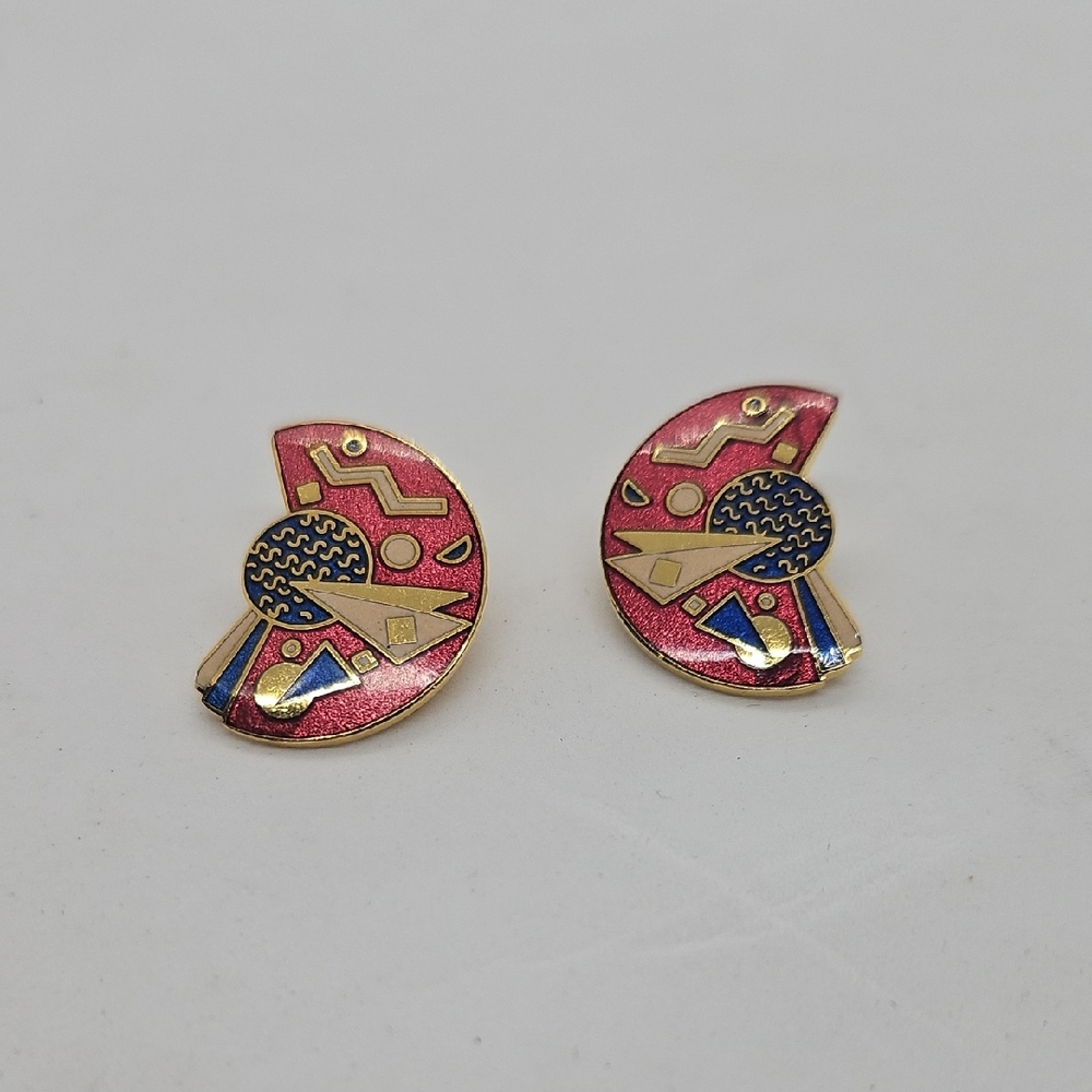 Isle Of Skye 80s-style Enamel Clip Earrings